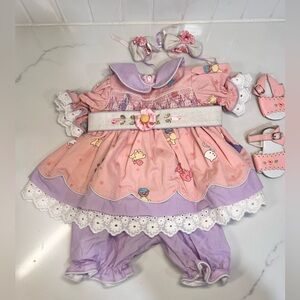 Adora Inc 20” Doll Outfit 4 Piece Smock Dress Pattern Animals Hair Ties Shoes